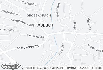 Karte mit Standort von Bäckerei Mildenberger - Aspach