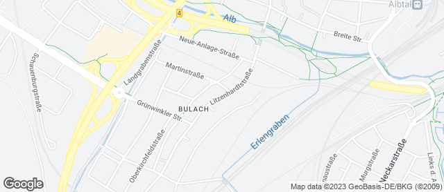 Karte mit Standort von Reinmuth Bulach Litzenhardtstr.34 neben der Volksbank