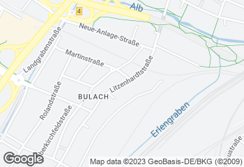 Karte mit Standort von Reinmuth Bulach Litzenhardtstr.34 neben der Volksbank