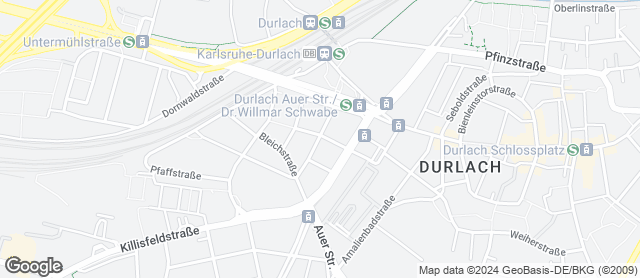 Karte mit Standort von Reinmuth Durlach Christofstr.11 Zwischen Bahnhof und Paracelsiusklinik
