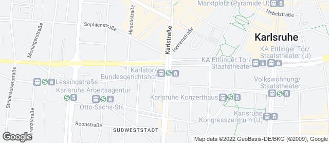 Karte mit Standort von Bäckerei Nussbaumer - Filiale KA-Am Karlstor