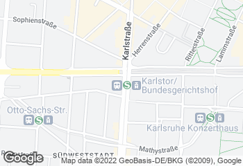 Karte mit Standort von Bäckerei Nussbaumer - Filiale KA-Am Karlstor