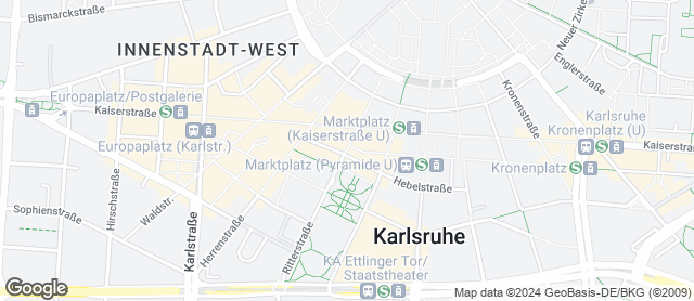 Karte mit Standort von Bäckerei Schmidt Karlsruhe