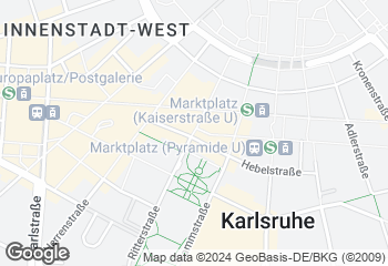 Karte mit Standort von Bäckerei Schmidt Karlsruhe