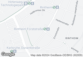 Karte mit Standort von Bäckerei Nussbaumer - Filiale Rintheim