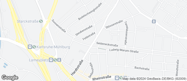 Karte mit Standort von Reinmuth Mühlburg Hardtstraße 47 Nähe Fliederplatz