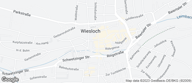 Karte mit Standort von Bäckerei Rutz in Wiesloch in der Fußgängerzone