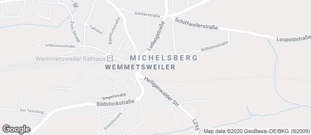 Karte mit Standort von Baeckerei Schaefer Filiale REWE Wemmetsweiler