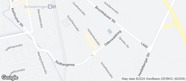Karte mit Standort von Bäckerei Rutz im Rewe-Markt in Schwetzingen