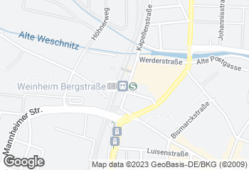 Karte mit Standort von Bäckerei Riegler GmbH    Weinheim