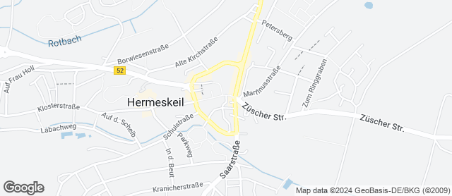 Karte mit Standort von Bäckerei, Café Louis Hermeskeil