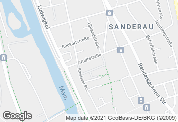 Karte mit Standort von Köhlers Vollkornbäckerei in der Sanderau