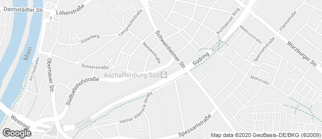 Karte mit Standort von Der Brotmacher Aschaffenburg / Café Südbahnhof