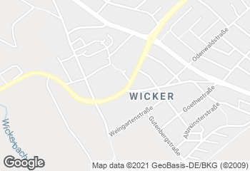 Karte mit Standort von Bäckerei Volk, Filiale Kirschgartenstraße Wicker
