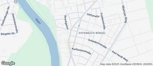 Karte mit Standort von Der Bäcker Eifler - Offenbach Bürgel