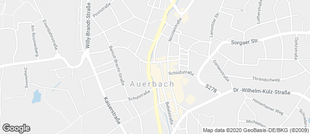 Karte mit Standort von Feinbäckerei Wunderlich Filiale Auerbach