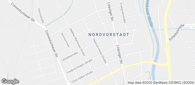 Karte mit Standort von Bäckerei Müller in Zwickau Pölbitz Ecke Heine-Str. / Lassallestr.