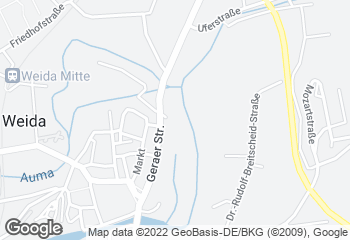 Karte mit Standort von Bäckerei-Konditorei Kunze GmbH Weida, Edeka