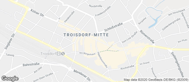 Karte mit Standort von BRÖHLS Back-&Kaffee Kultur - Bäckerei-Konditorei-Café - Troisdorf City