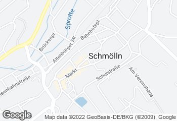 Karte mit Standort von Backhaus Hennig GmbH   Backcafé Schmölln