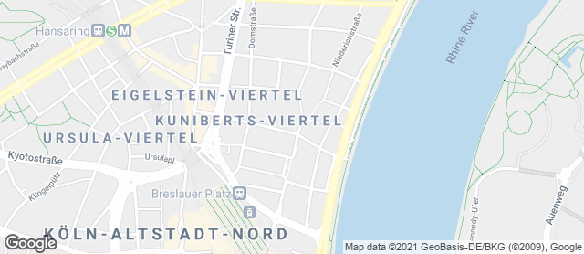 Karte mit Standort von Bäckerei Konditorei Adolph - Filiale Kunibertsviertel