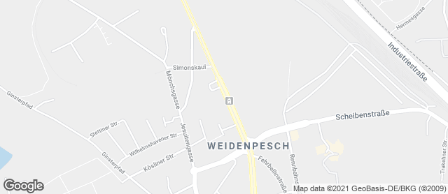 Karte mit Standort von Bäckerei Kraus GmbH - Fil. Weidenpesch