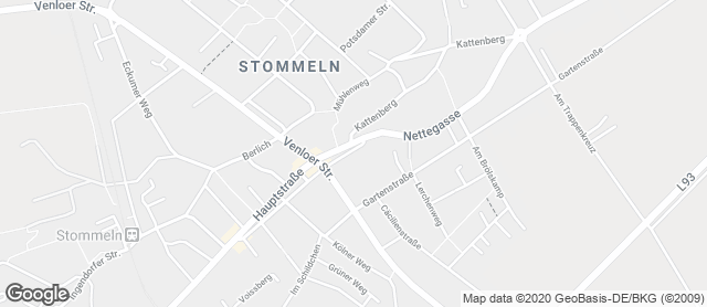 Karte mit Standort von Bäckerei Voosen Stommeln