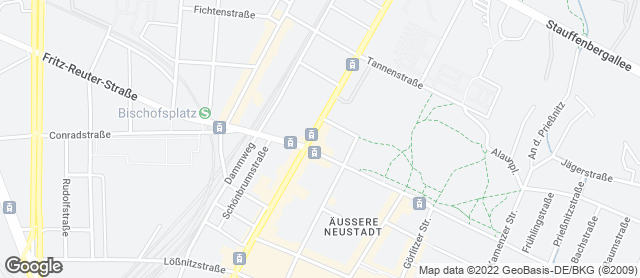 Karte mit Standort von Bäckerei Dreißig GmbH & Co. KG Cafe DD Königsbrücker Str