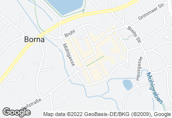 Karte mit Standort von Backhaus Hennig GmbH  Fachgeschäft Borna