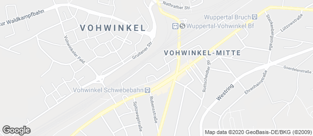 Karte mit Standort von Bäckerei Die 2 im Akzenta Wuppertal Vohwinkel