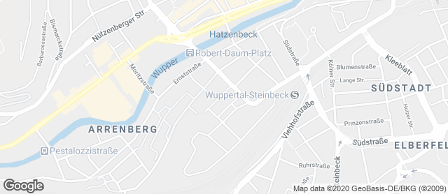 Karte mit Standort von Bäckerei Die 2 im Akzenta Wuppertal Steinbeck