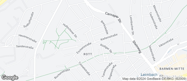 Karte mit Standort von Spezialitäten Bäckerei & Konditorei Behmer - Rödiger Str. / Wuppertal Barmen