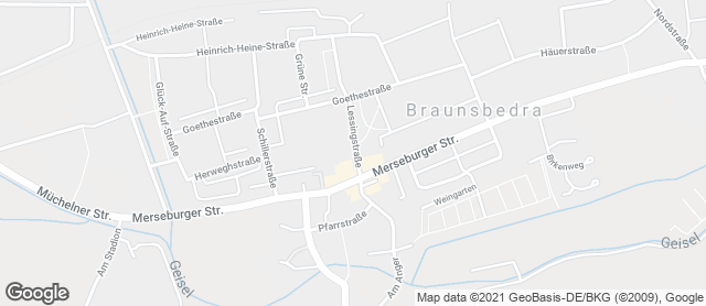 Karte mit Standort von Bäckerei und Konditorei Helge Sommerwerk, Fachgeschäft Braunsbedra