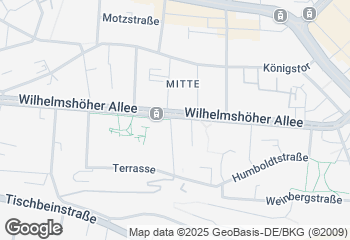 Karte mit Standort von Bäckerei Becker    Filiale Wilhelmshöher Allee 25 b