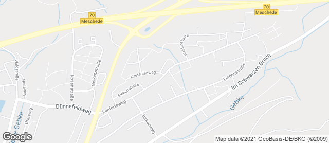 Karte mit Standort von Bäckerei Franzes in der Gartenstadt/Meschede
