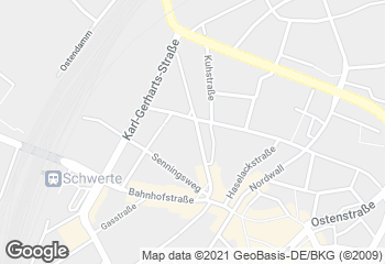 Karte mit Standort von Bäckermeister GROBE - Schwerte Rathausstraße