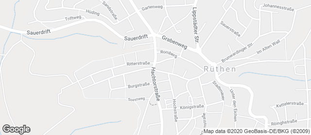 Karte mit Standort von Bäckerei Redder, Rüthen