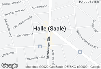 Karte mit Standort von Bäckerei Lantzsch Halle Bernburger