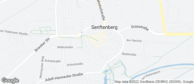Karte mit Standort von Bäckerei Dreißig Café Senftenberg