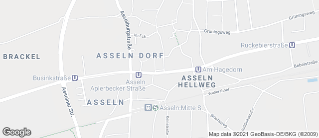Karte mit Standort von Bäckermeister GROBE - Asselner Hellweg