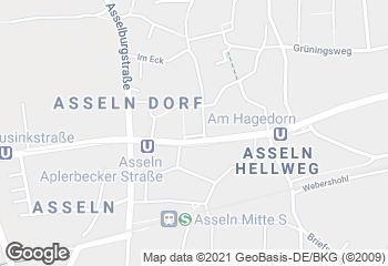 Karte mit Standort von Bäckermeister GROBE - Asselner Hellweg