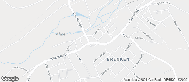 Karte mit Standort von Bäckerei Kaiser -Filiale Brenken-