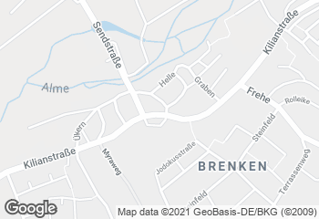 Karte mit Standort von Bäckerei Kaiser -Filiale Brenken-