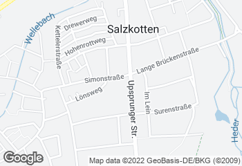 Karte mit Standort von Bäckerei Lange - Simonstraße