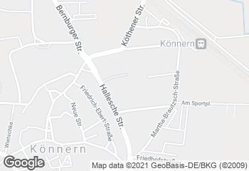Karte mit Standort von Stadtbäckerei  Rödel Könnern Netto