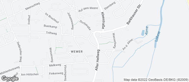 Karte mit Standort von Bäckerei Lange - Wewer