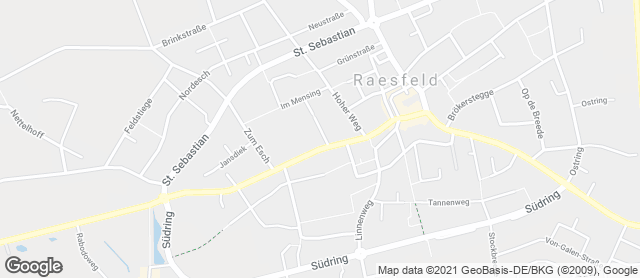 Karte mit Standort von Bäckerei Spangemacher, Raesfeld