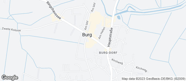Karte mit Standort von Bäckerei Dreißig Café Burg
