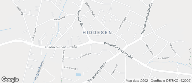 Karte mit Standort von Bäckerei Meffert Friedrich Ebert Straße Hiddesen