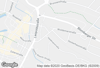 Karte mit Standort von Bäckerei Engel - Seminarstraße Detmold